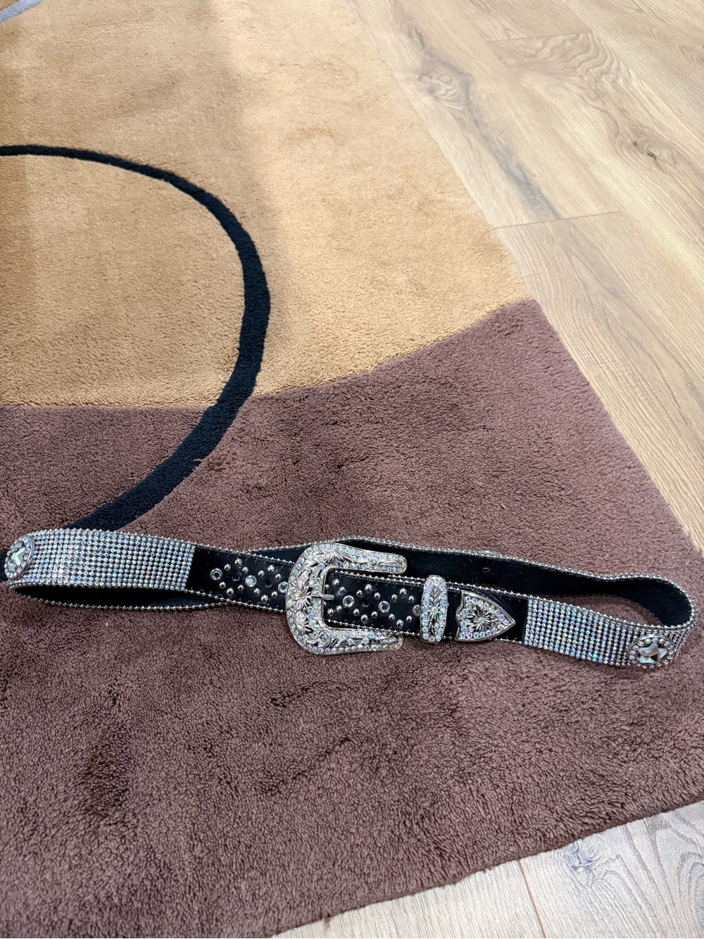 Embellished Rhinestone Western Belt - Black